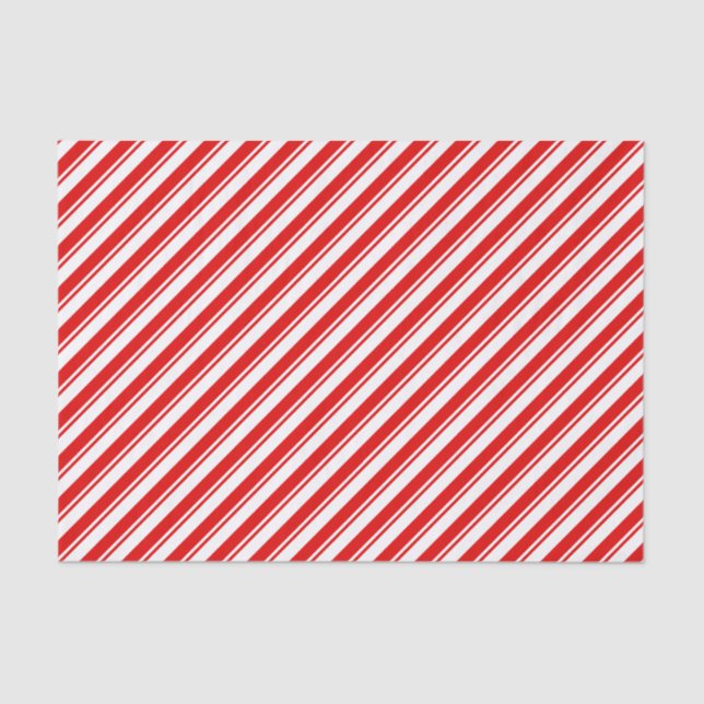 Papel De Seda Xmas Peppermint Candy Rojo Rayo Blanco Envuelto (Anverso)