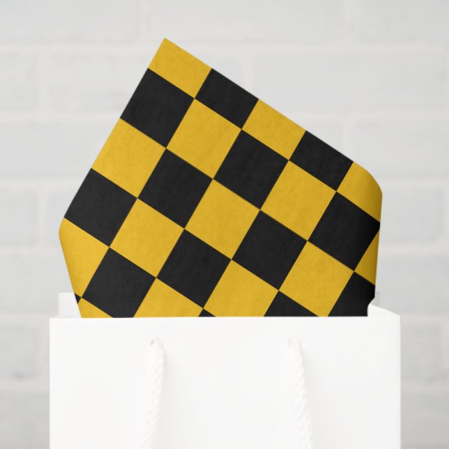 Papel De Seda Yellow and Black Checkered Print (Bolsa de regalo)
