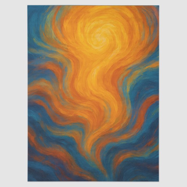 Papel De Seda yellow and blue swirl sun energy abstract (Anverso)