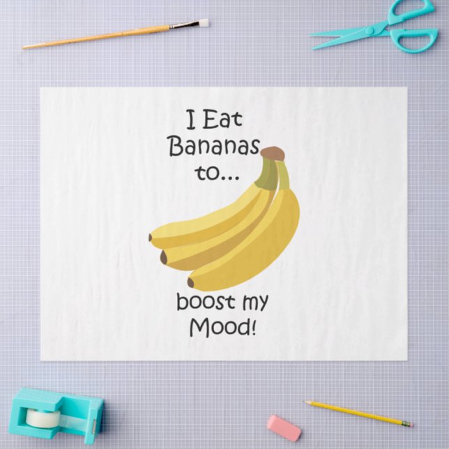 Papel De Seda Yellow Banana Fruit Boost My Mood Funny (Artesanía)