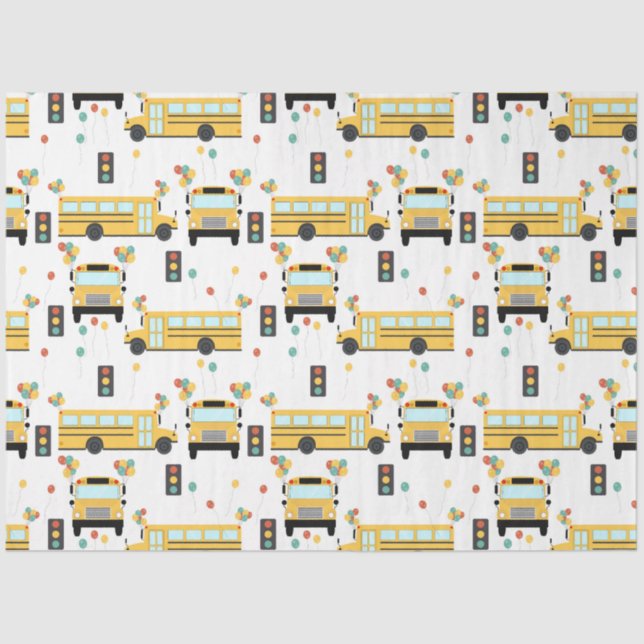 Papel De Seda Yellow School Bus Kids Birthday Party (Anverso)