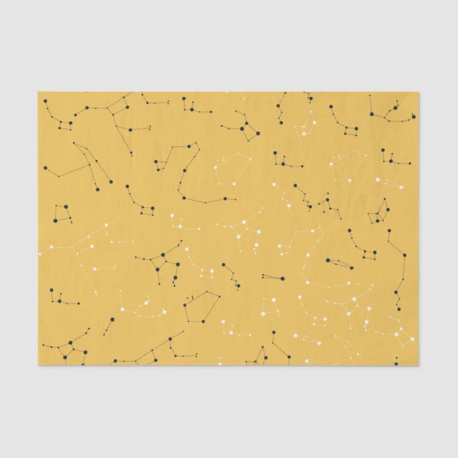 Papel De Seda Yellow Star Constellation Tissue Paper (Anverso)