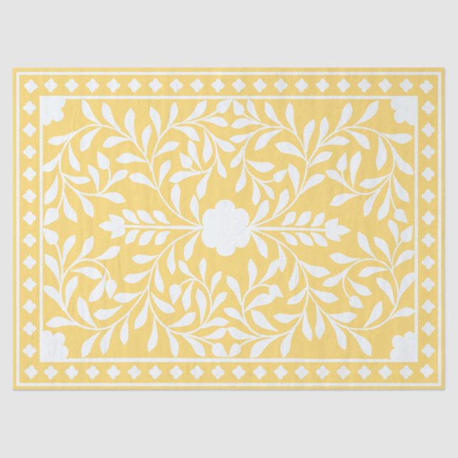 Papel De Seda Yellow Traditional Bone Inlay Decoupage Paper (Anverso)
