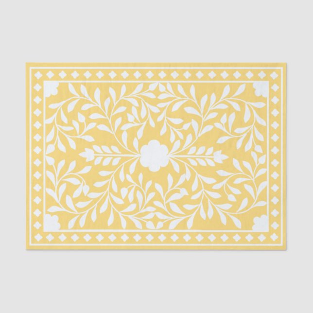 Papel De Seda Yellow Traditional Bone Inlay Decoupage Paper (Anverso)