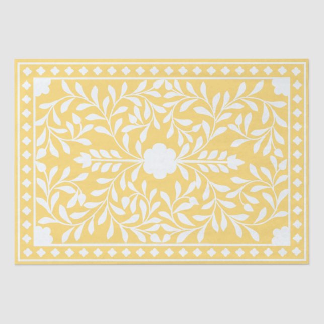 Papel De Seda Yellow Traditional Bone Inlay Decoupage Paper (Anverso)