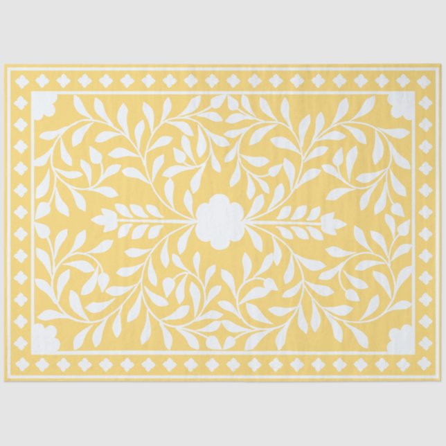 Papel De Seda Yellow Traditional Bone Inlay Decoupage Paper (Anverso)