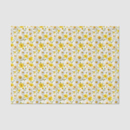 Papel De Seda Yellow Watercolor Wildflowers Pattern 