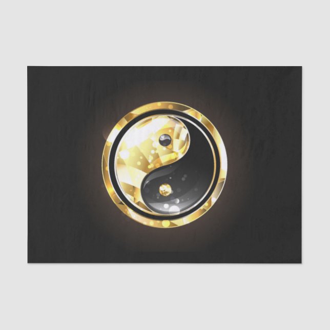 Papel De Seda Yin Yang dorado en negro (Anverso)