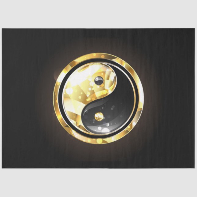 Papel De Seda Yin Yang dorado en negro (Anverso)
