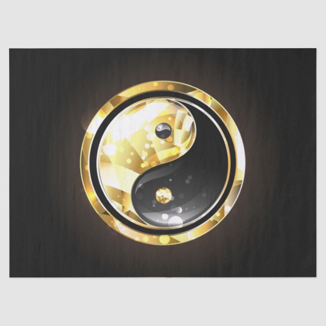 Papel De Seda Yin Yang dorado en negro (Anverso)