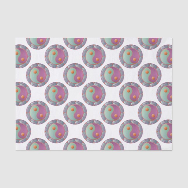 Papel De Seda Yin Yang Medallion Violet Turquoise (Anverso)