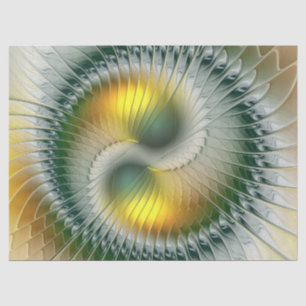 Papel De Seda Yin Yang Verde Amarillo Fractal Abstracto Colorido