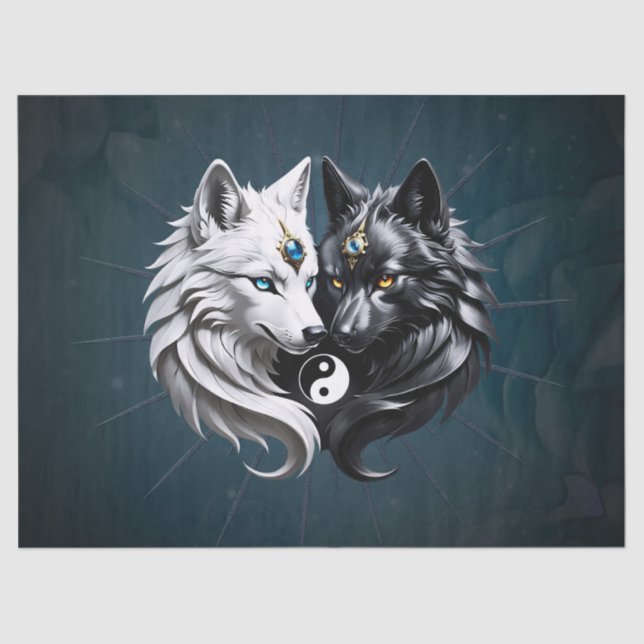 Papel De Seda Yin Yang Wolves (Anverso)