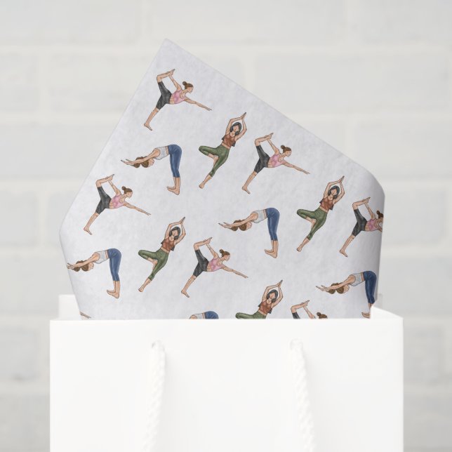 Papel De Seda Yoga Pose Women Workout Wellness Pattern (Bolsa de regalo)
