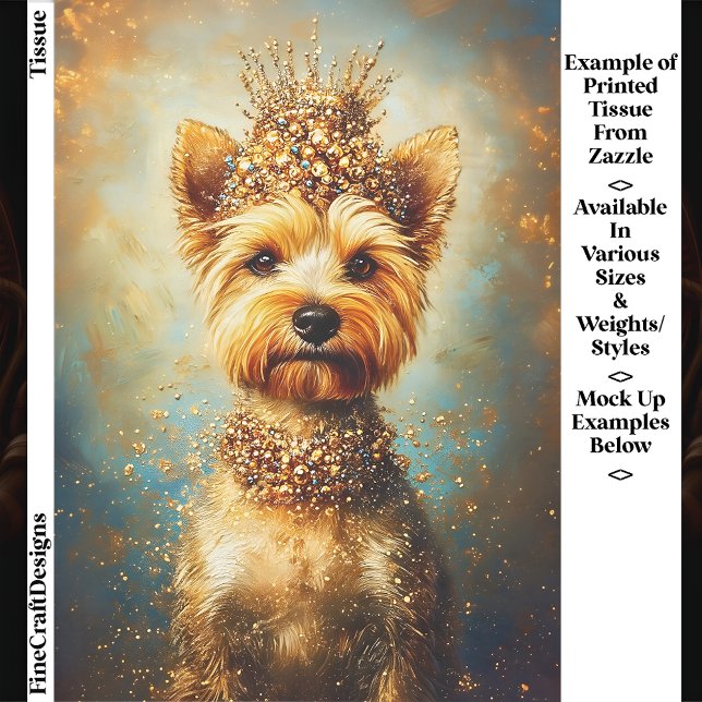 Papel De Seda Yorkie Dog, Gold Crown & Jewel Collar EA5 Decoupag (Subido por el creador)