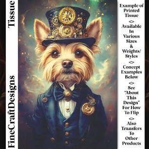 Papel De Seda Yorkie Dog, Steampunk Suit Top Hat CZ7F Decoupage
