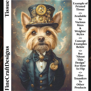 Papel De Seda Yorkie Dog, Steampunk Suit y Top Hat CZ7 Decoupage