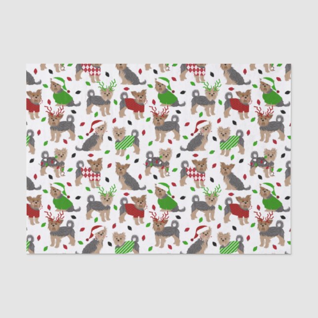 Papel De Seda Yorkie Navidades Yorkshire Terrier Dog (Anverso)