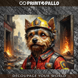 Papel De Seda Yorkshire Terrier como bombero