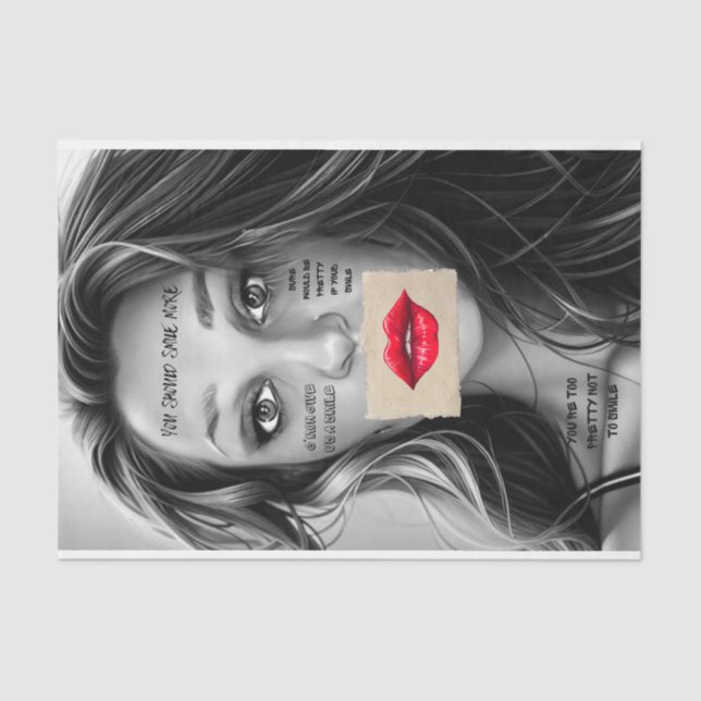 Papel De Seda You Should Smile More Decoupage Paper Red Lips (Anverso)