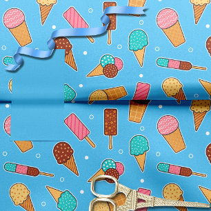 Papel De Seda Yummy Ice Cream Pattern   Azul