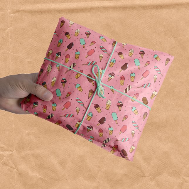 Papel De Seda Yummy Ice Cream Pattern | Rosa de fresa (Subido por el creador)