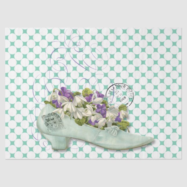 Papel De Seda zapato de París elegante mujer floral (Anverso)