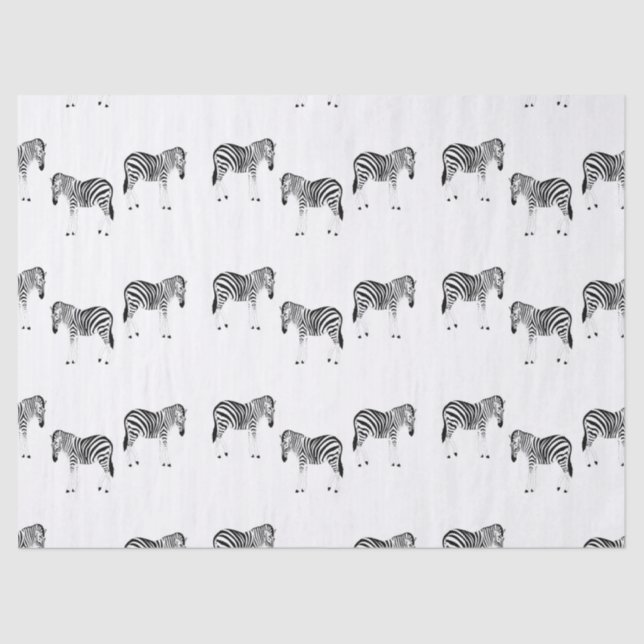 Papel De Seda Zebra animal pattern on white (Anverso)