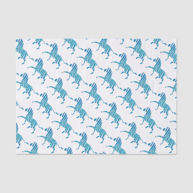 Papel De Seda Zebra Silhouette azul y blanco (Anverso)