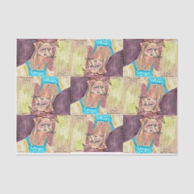 Papel De Seda "Ziggy The Dog in Overalls" acuarela (Anverso)