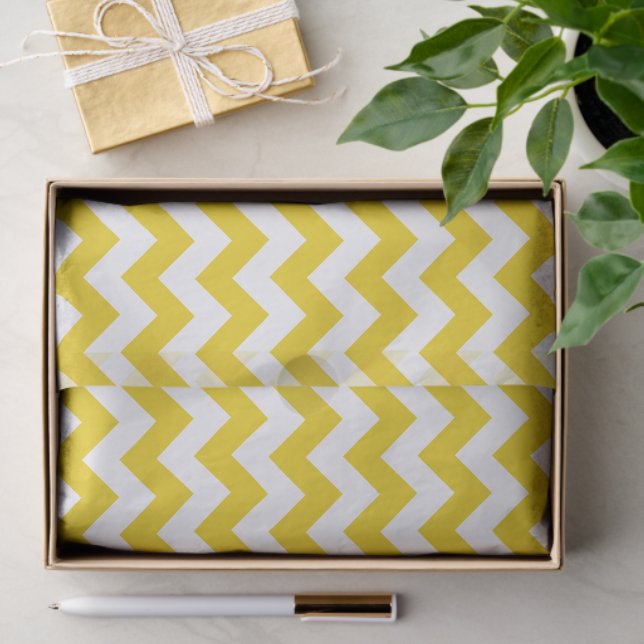 Papel De Seda Zigzag amarillo, chevron amarillo, patrón geométri (Regalo )