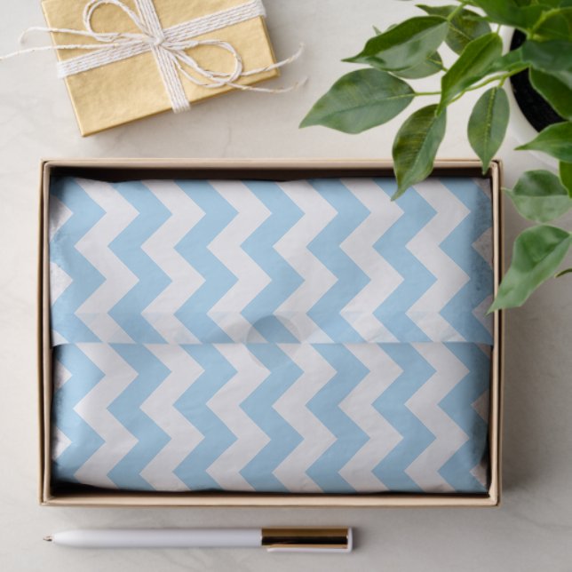 Papel De Seda Zigzag Azul, Chevron Azul, Patrón Geométrico (Regalo )