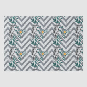 Papel De Seda Zigzag Bird % Flower Pattern