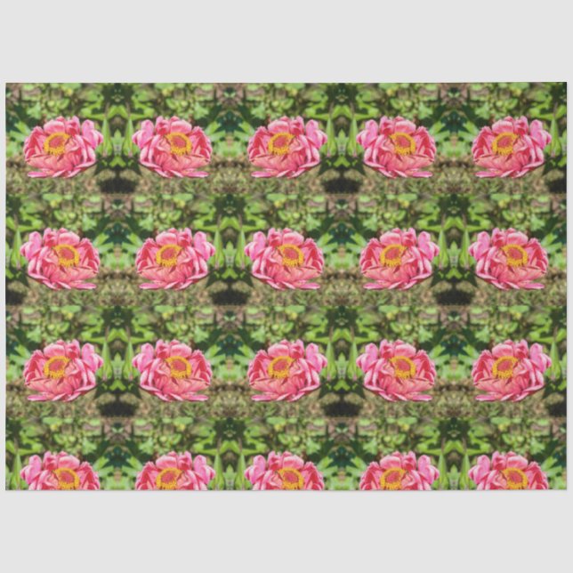 Papel De Seda Zinnia rosa con centro amarillo (Anverso)