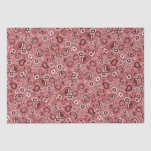 Papel De Seda Zinnia y Paisley en rojo