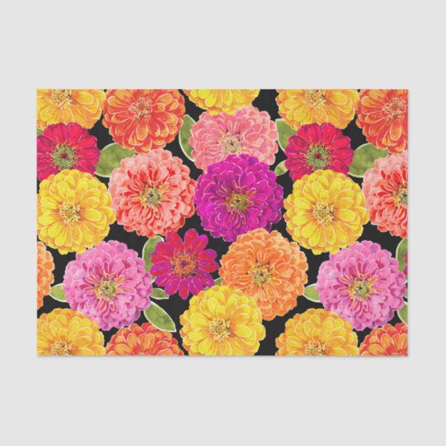 Papel De Seda Zinnias del verano florales (Anverso)