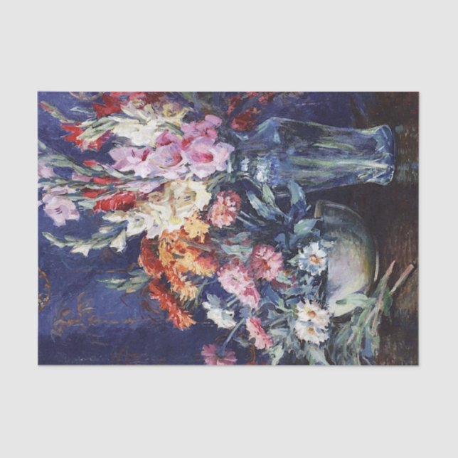 Papel De Seda Zinnias y Gladiolas por Matilda Browne (Anverso)