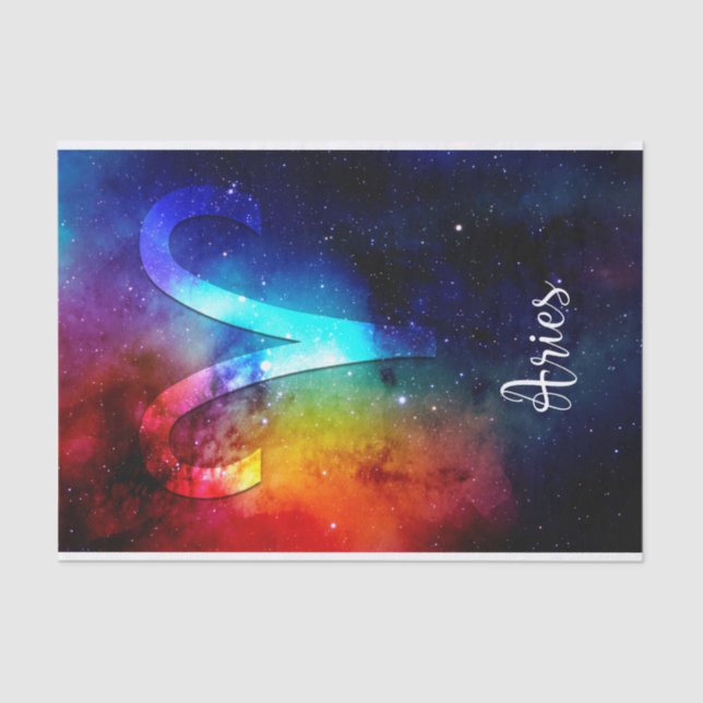 Papel De Seda Zodiac : Aries espacio arcoiris (Anverso)