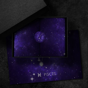 Papel De Seda Zodiac Purple Pisces   Horoscopio Astrológico Cósm