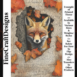 Papel De Seda Zorro curioso hojas de otoño efímera BK4 decoupage