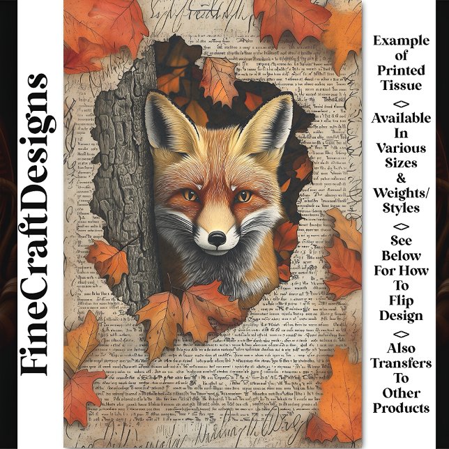 Papel De Seda Zorro curioso hojas de otoño efímera BK4 decoupage (Subido por el creador)