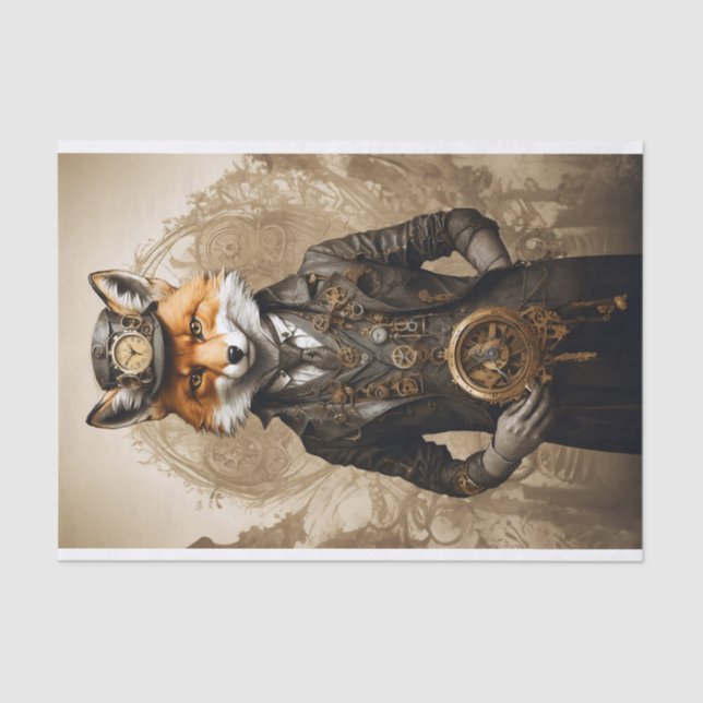 Papel De Seda Zorro de vapor ventilado elegante (Anverso)