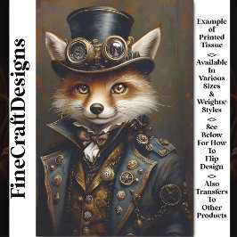 Papel De Seda Zorro Elegante Lindo Steampunk BR7 Decoupage