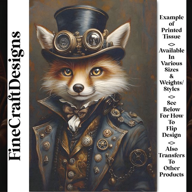 Papel De Seda Zorro Elegante Lindo Steampunk BR7 Decoupage (Subido por el creador)