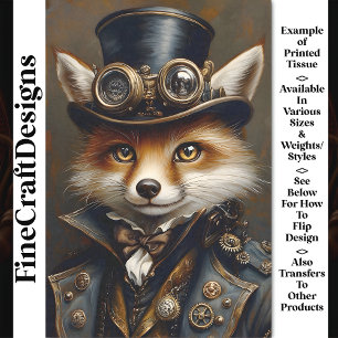 Papel De Seda Zorro Elegante Lindo Steampunk BR8 Decoupage