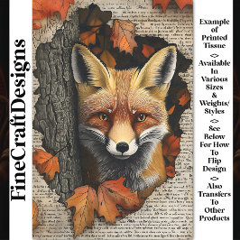 Papel De Seda Zorro Fisgón Hojas de Otoño Efímero BK5 Decoupage