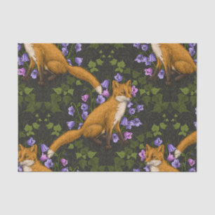 Papel De Seda Zorro, flores de vientre y hiedra, verde, naranja 