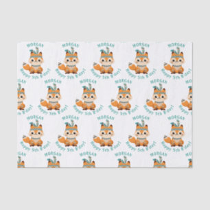 Papel De Seda Zorro Indio Lindo, Personaliza Nombre y Cumpleaños