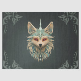 Papel De Seda Zorro místico con ojos rojos penetrantes.