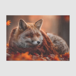 Papel De Seda Zorro Rojo Dormido con una Bufanda de Otoño Acoged